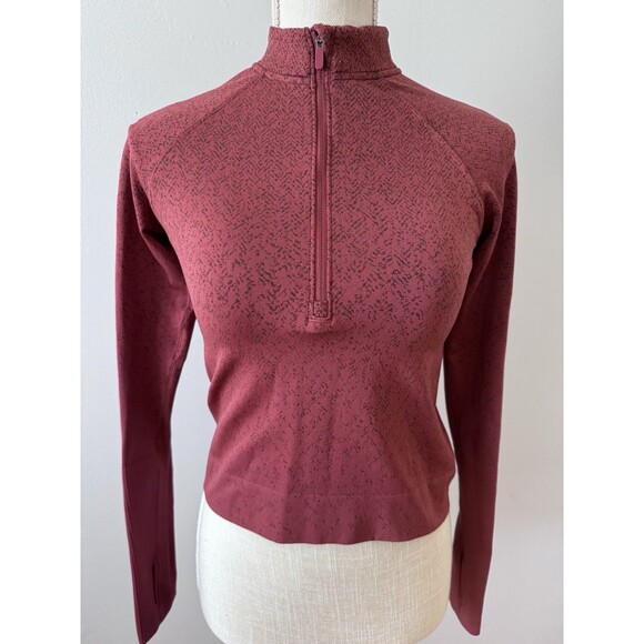 Lululemon Rest Less Cropped Half-Zip Herringbone Fade Mulled Wine/French Press 4 - Picture 1 of 10